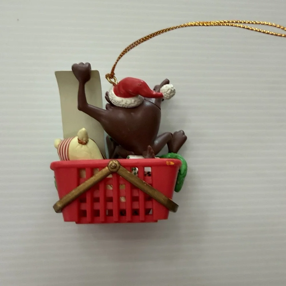 Vintage 1997 Tax Looney Tunes Christmas Ornament Shopping List Basket